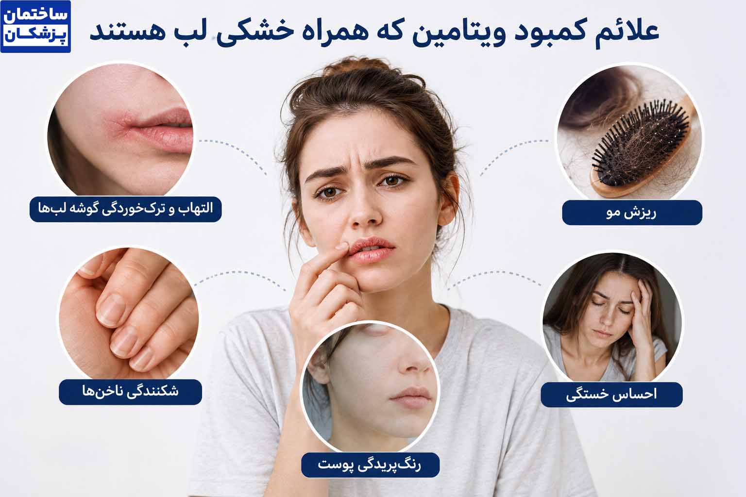 علائم کمبود ویتامین که همراه خشکی لب هستند